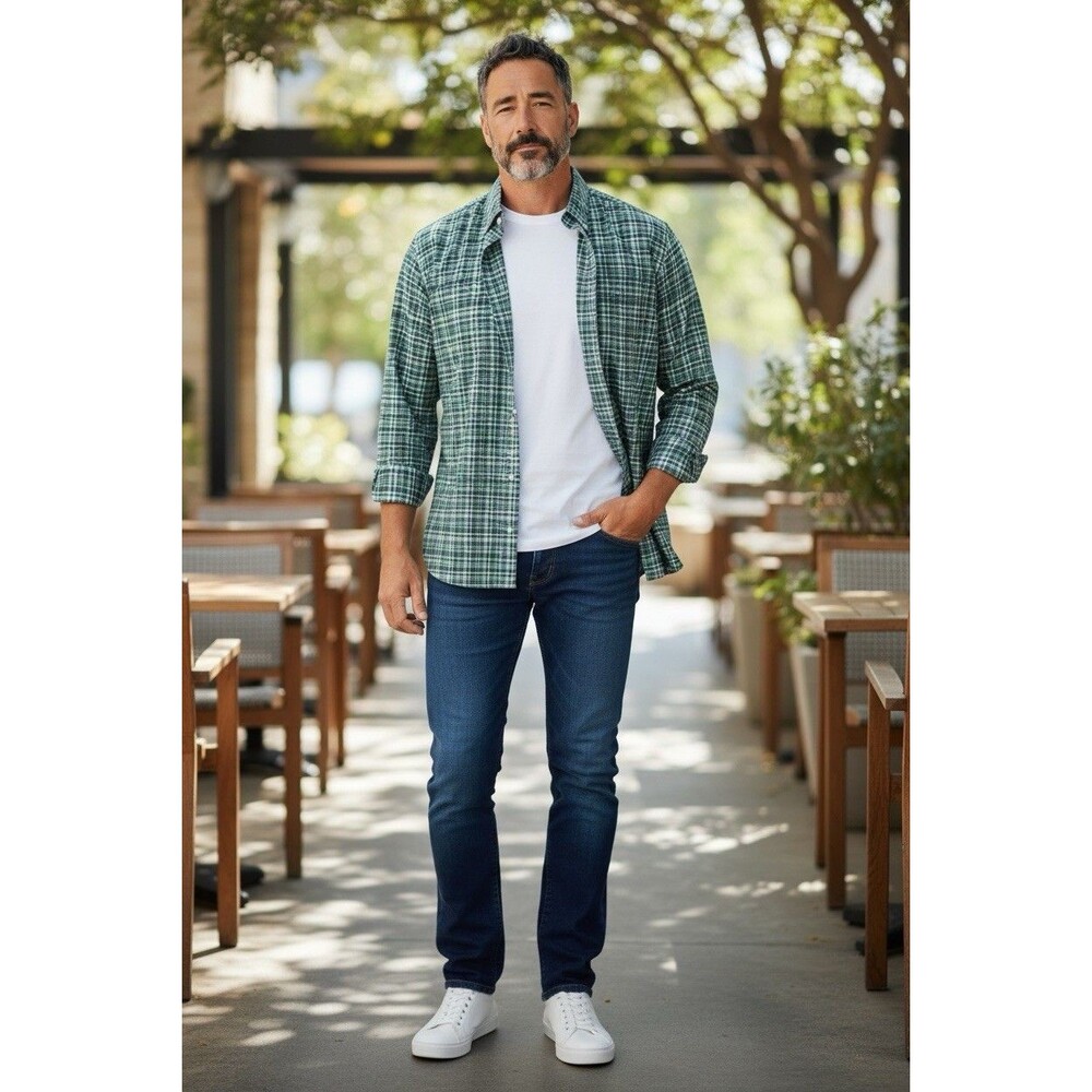 Cremieux Classics Men’s Green Plaid Long Sleeve Button Down Shirt Size M Pocket